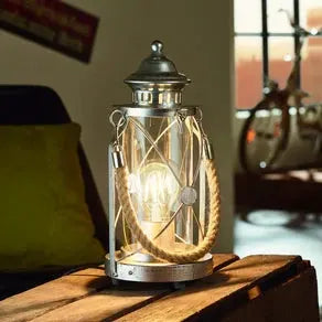 Kirian Bright Lantern Table Light, Antique Silver