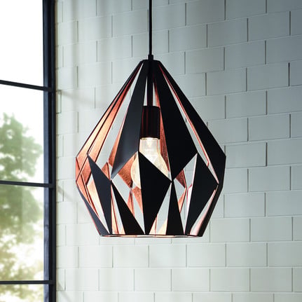 Carlton hanging light black-copper Ø 31 cm
