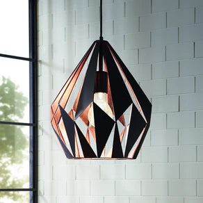 Carlton hanging light black-copper Ø 31 cm