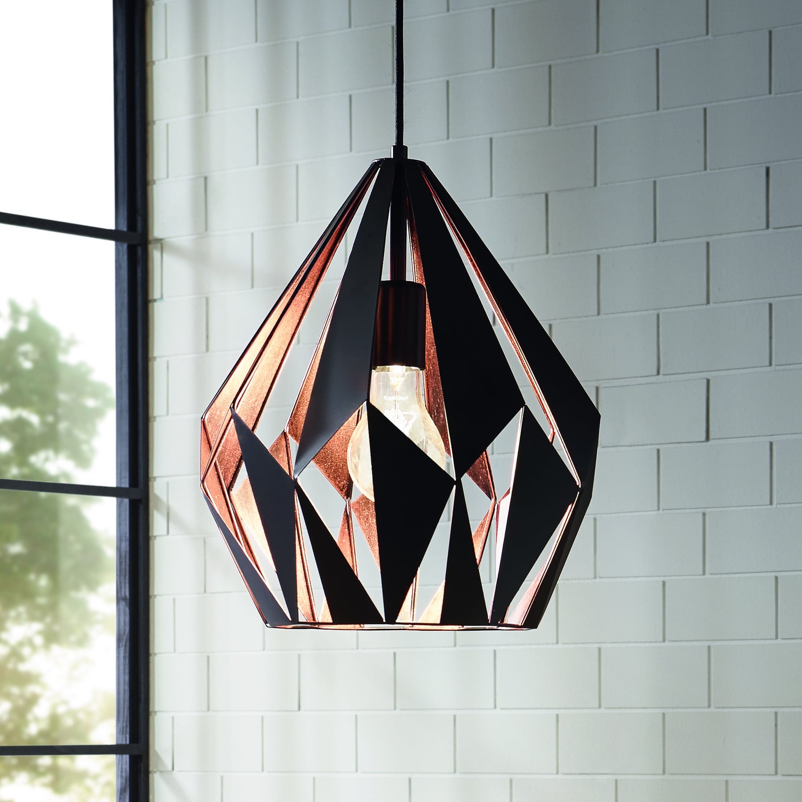 Carlton hanging light black-copper Ø 31 cm