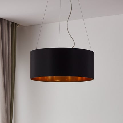 Lecio - black-gold fabric hanging light