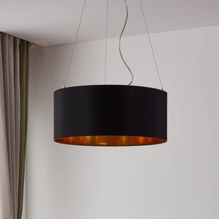 Lecio - black-gold fabric hanging light