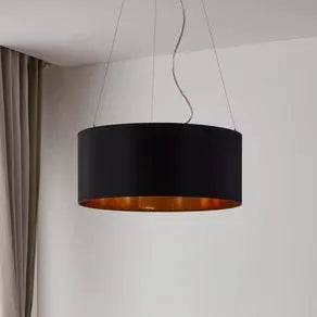 Lecio - black-gold fabric hanging light