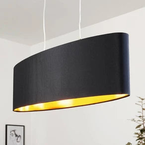 Gold-black fabric pendant light Lecio