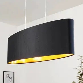 Gold-black fabric pendant light Lecio
