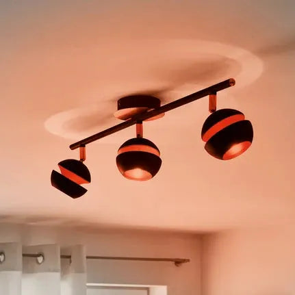Black and gold 3-bulb Nocito LED ceiling lamp