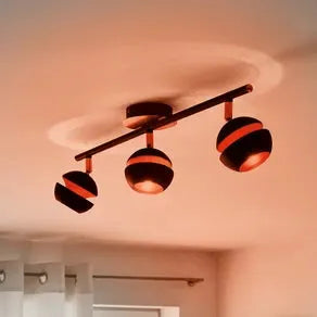 Black and gold 3-bulb Nocito LED ceiling lamp