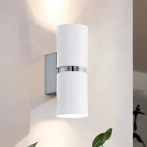 Two-bulb LED wall light Passa, round, white
