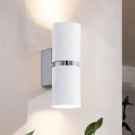 Two-bulb LED wall light Passa, round, white