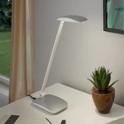 Silver Cajero LED desk lamp with dimmer