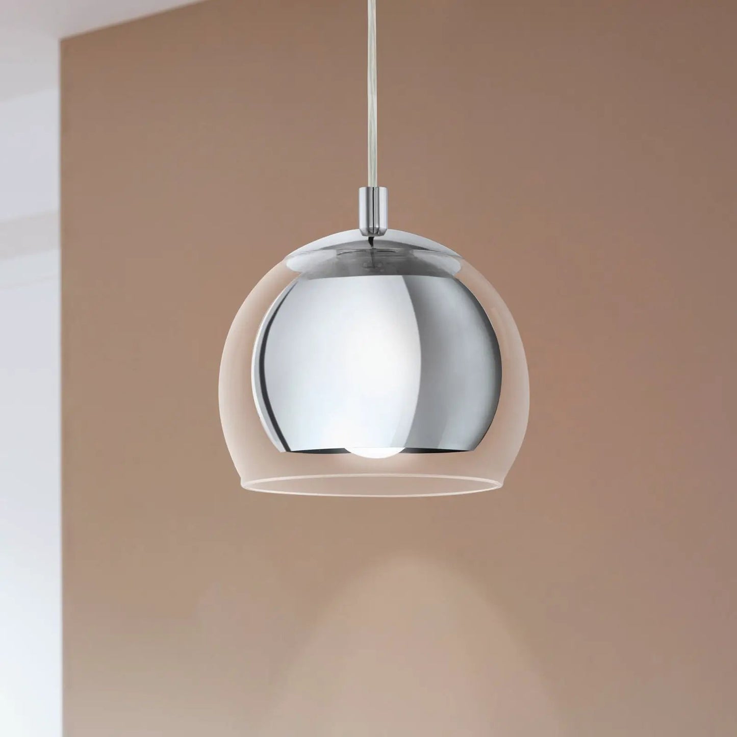 Rocamar 1-bulb pendant light in chrome