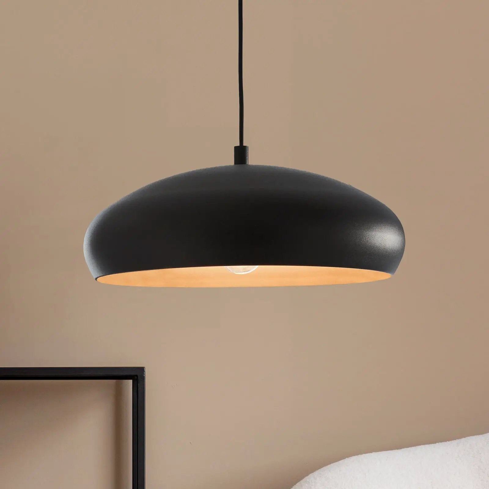 Mogano pendant light with metal shade, black