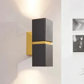 2-bulb LED wall light Passa, black-gold