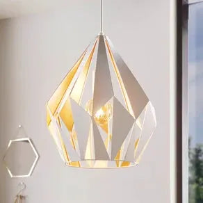 Carlton pendant light, white and gold, Ø 31 cm