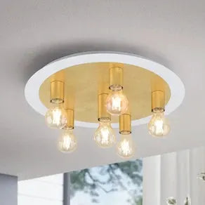 Passano LED ceiling light, 6-bulb, gold