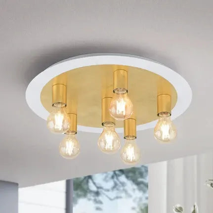 Passano LED ceiling light, 6-bulb, gold
