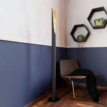 Barbotto LED floor lamp in black and gold