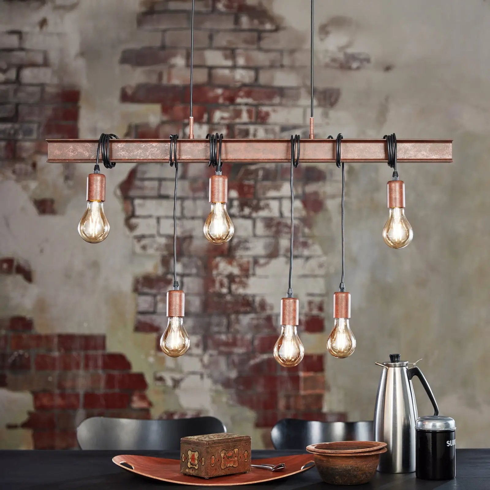 Townshend 4 hanging lamp in dark brown