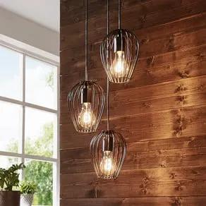 Newtown hanging light, black, 3-bulb, round