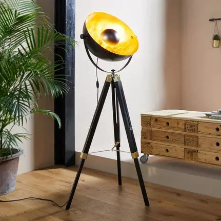 Covaleda floor lamp, tripod frame, black/gold