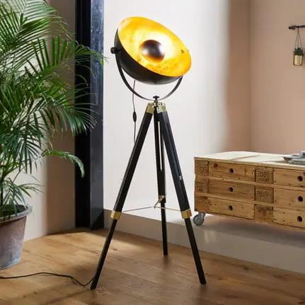 Covaleda floor lamp, tripod frame, black/gold