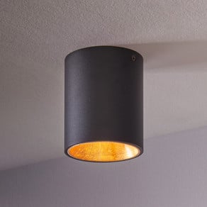 Polasso LED ceiling lamp round, black and gold