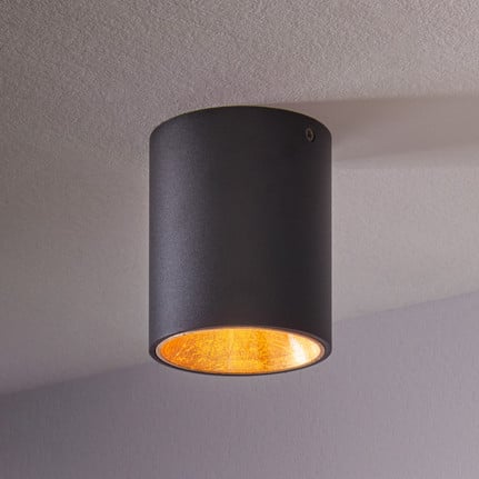 Polasso LED ceiling lamp round, black and gold