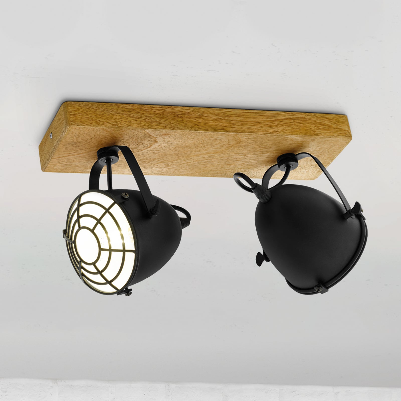 Gatebeck downlight made of wood and metal, 2-bulb