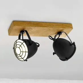 Gatebeck downlight made of wood and metal, 2-bulb