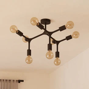 Bocadella 1 ceiling lamp in black, 9-bulb