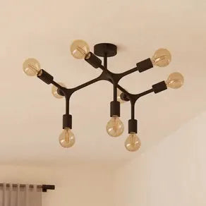 Bocadella 1 ceiling lamp in black, 9-bulb