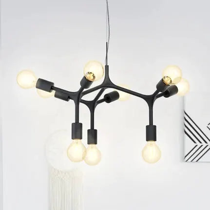 Bocadella 1 hanging light in black, 9-bulb
