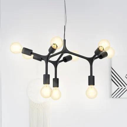 Bocadella 1 hanging light in black, 9-bulb