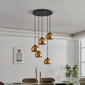 Albaraccin hanging light, five lampshades in gold