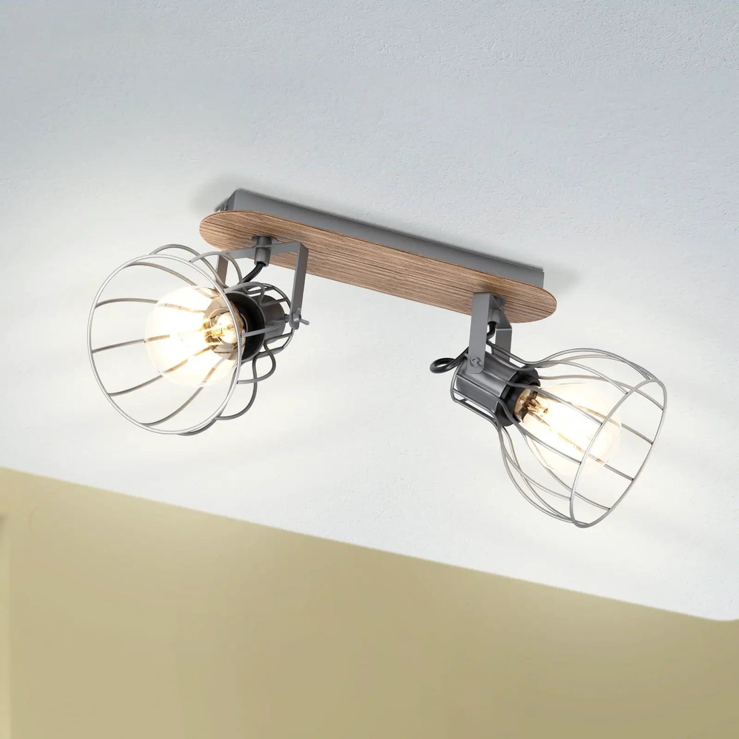 Sambatello ceiling lamp, 2-bulb, brown/silver