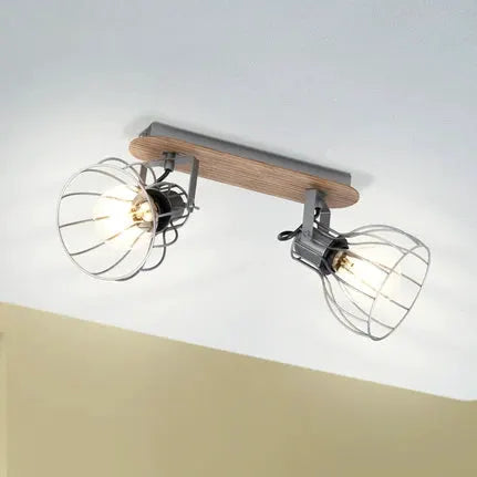 Sambatello ceiling lamp, 2-bulb, brown/silver