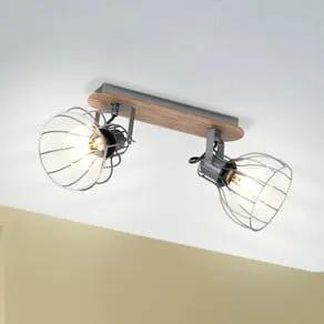 Sambatello ceiling lamp, 2-bulb, brown/silver