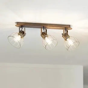 Sambatello ceiling lamp, 3-bulb, brown/silver