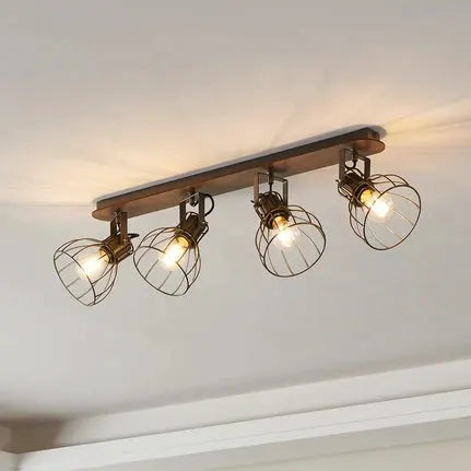 Sambatello ceiling lamp, 4-bulb, brown/silver