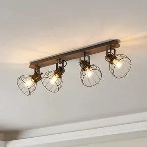 Sambatello ceiling lamp, 4-bulb, brown/silver