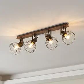Sambatello ceiling lamp, 4-bulb, brown/silver