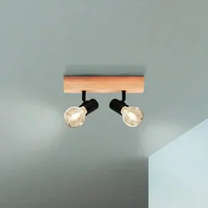 Ceiling light, Townshend 3, of wood, two-bulb