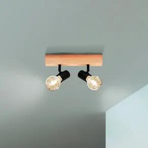 Ceiling light, Townshend 3, of wood, two-bulb