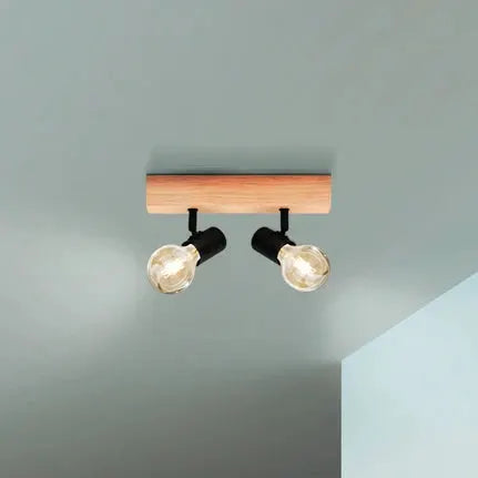Ceiling light, Townshend 3, of wood, two-bulb