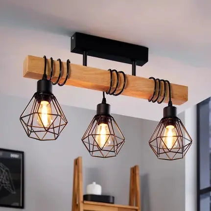 Ceiling light, Townshend 5, with 3 cage shades