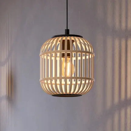 Bordesley pendant light, wooden lampshade, 21 cm