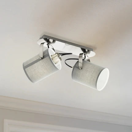 Ceiling lamp Villabate with 2 grey textile shades
