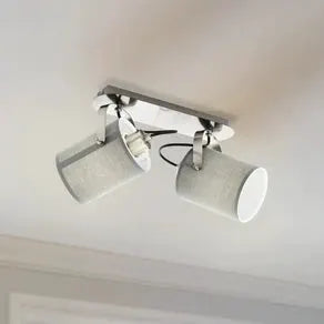 Ceiling lamp Villabate with 2 grey textile shades