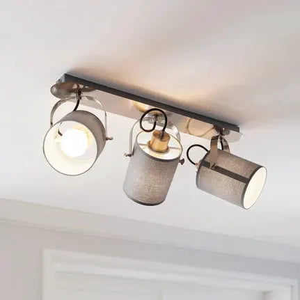 Ceiling spotlight Villabate and three cloth shades