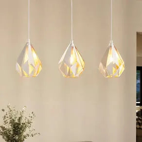Carlton 1 pendant light three-bulb, white and gold